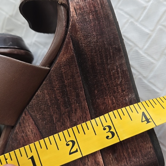 Diane Von Furstenberg Brown Leather Wedge Sandals Eclectic Minimalist - Picture 11 of 12
